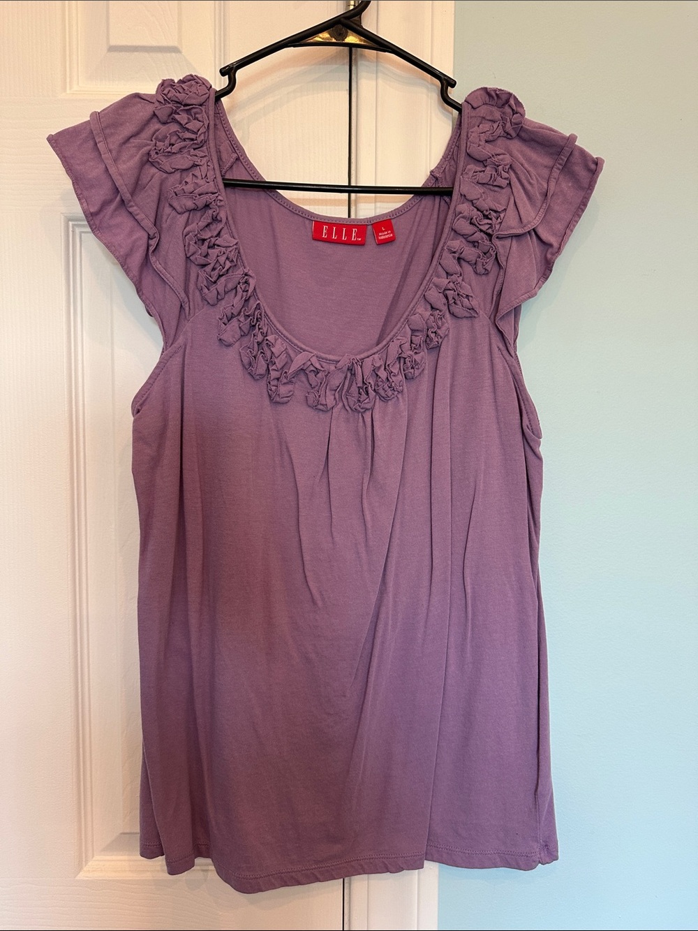 ELLE Lavender Ruffle Scoop Neck Tank Top